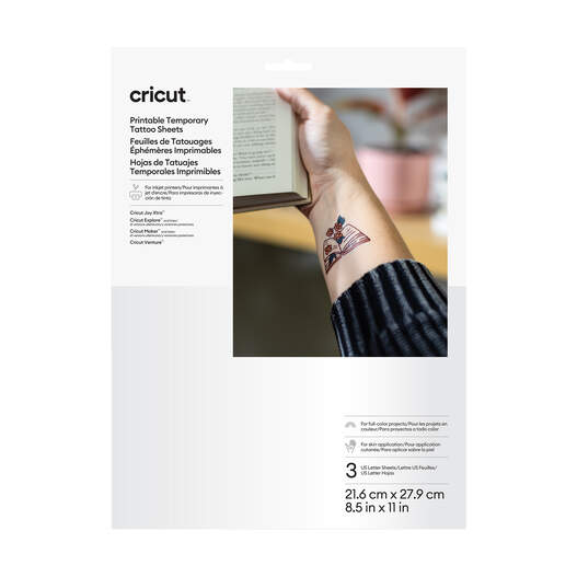 Cricut&reg; Printable Temporary Tattoo Sheets - 8.5 in x 11 in (3 ct)
